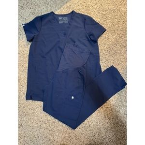 Figs navy maternity scrub top XXS and pants XS